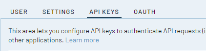 Select the API KEYS tab