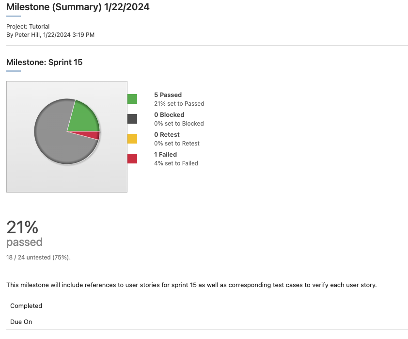 View TestRail report