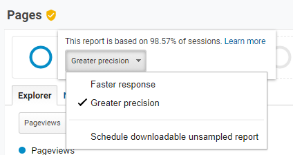 Dropdown used for selecting Greater Precision or Faster Response