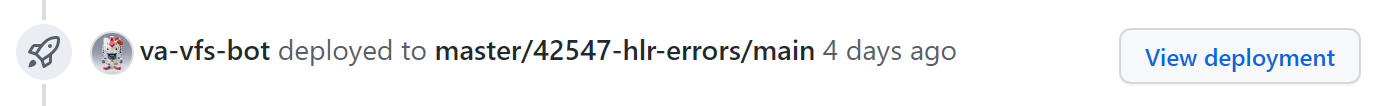 Example of va-vfs-bot automatic deployment and View deployment link