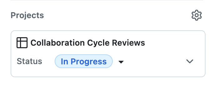 Screenshot of Github ticket sidebar with Collaboration cycle review status 'In Progress''