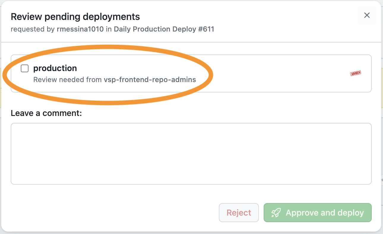 Production (target env) checkbox