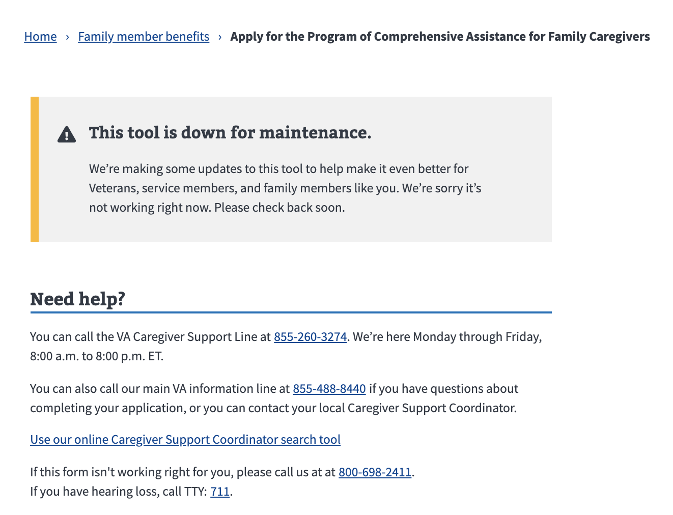 Screenshot of page when maintnence is happening.