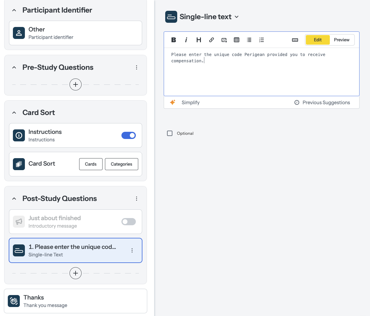 Screenshot showing entering a prompt in the Single-line text box.