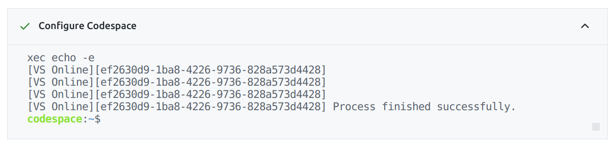 Configuration output in the terminal