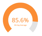 Dial showing the 30-day average for percentage of branches.