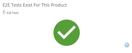 Card with the number of E2E tests for this product and a green checkmark.
