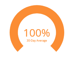 Dial showing the 30-day average SEO percentage score as calculated by Lighthouse.