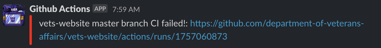 Failed build notification in Slack