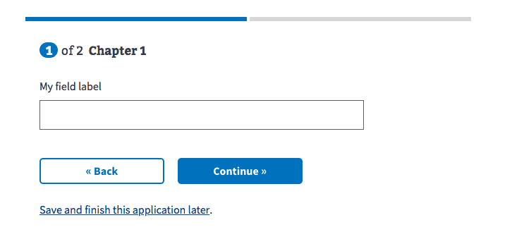 Screen shot showing a form field with label added to it (My field label)