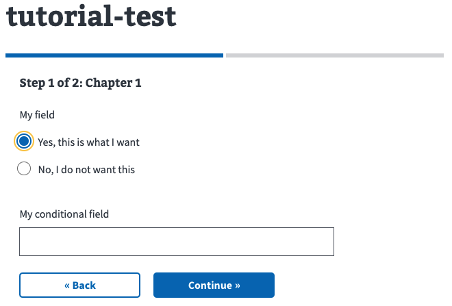 My field is selected as true, so my conditional field is now showing.