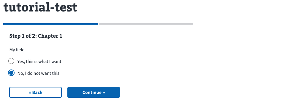 My text field has a value of false so the conditional field does not show.