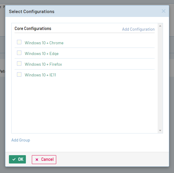 Create a test run for each configuration