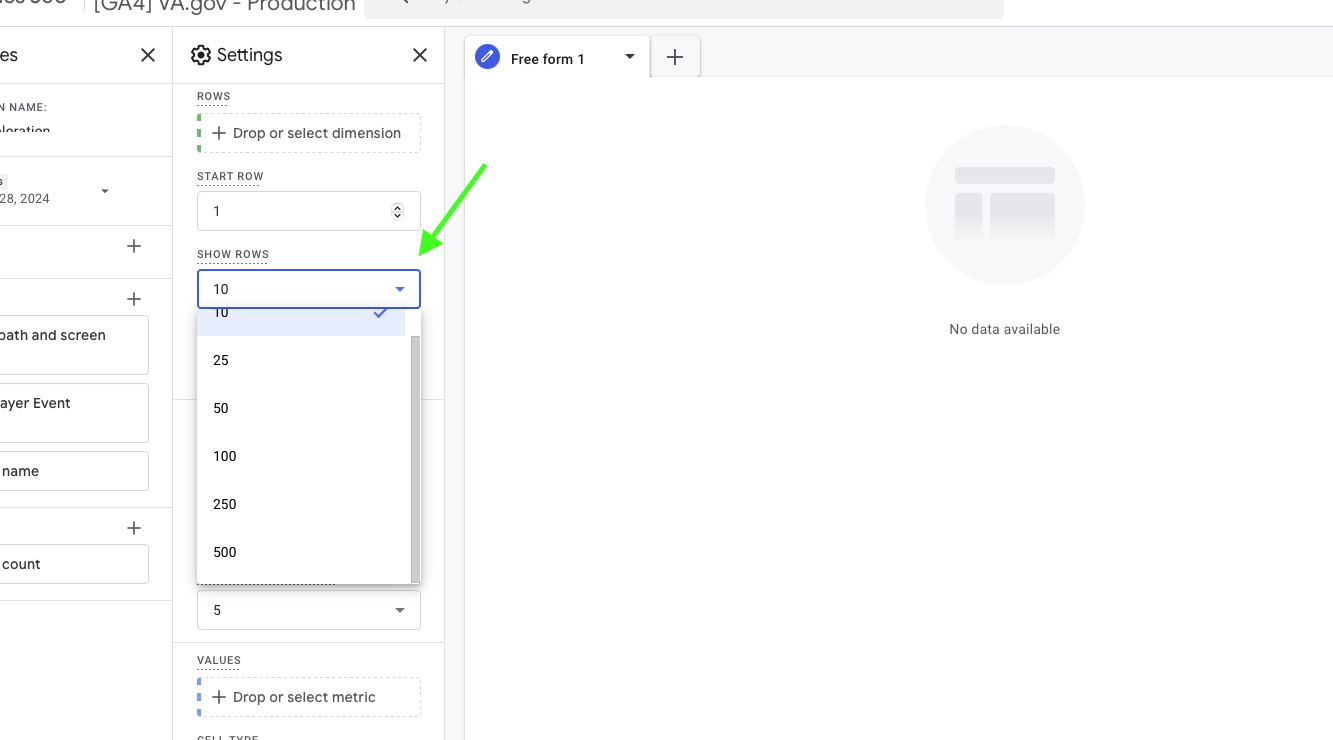 Change the amount of rows