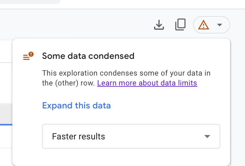 Condense data mini-menu