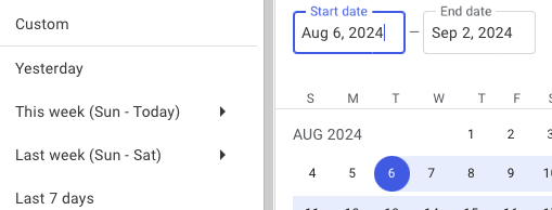 Change date range in reports