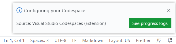 Codespaces progress logs