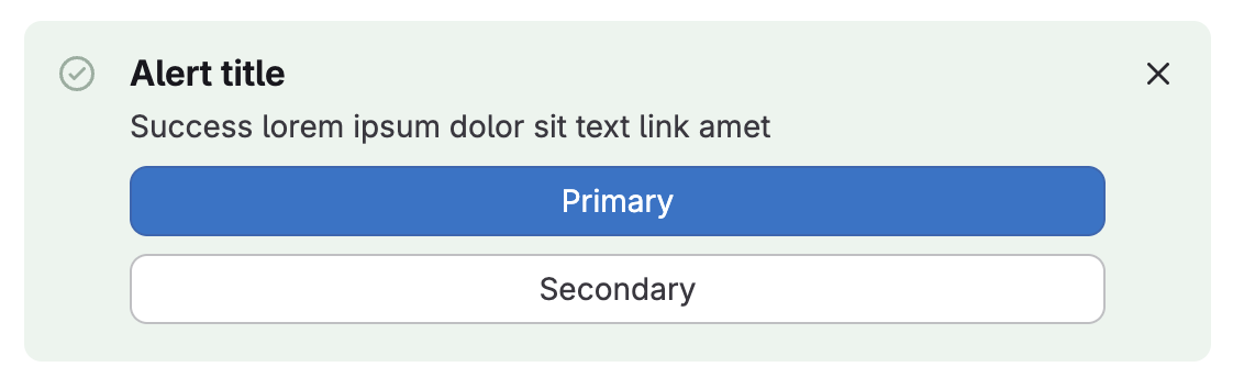 success alert with low contrast success icon