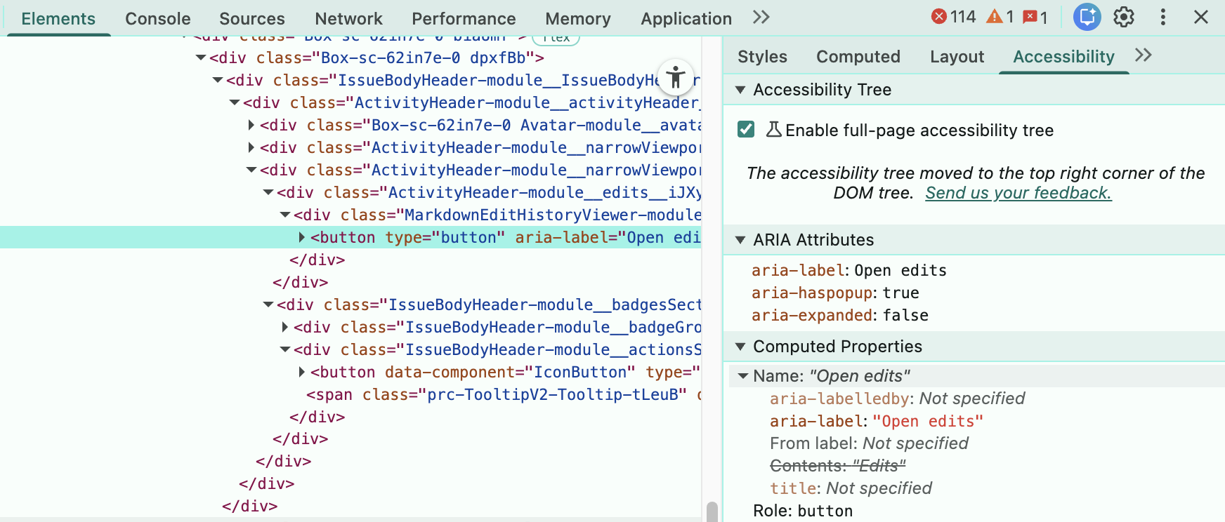 DevTools Accessibility sub-panel