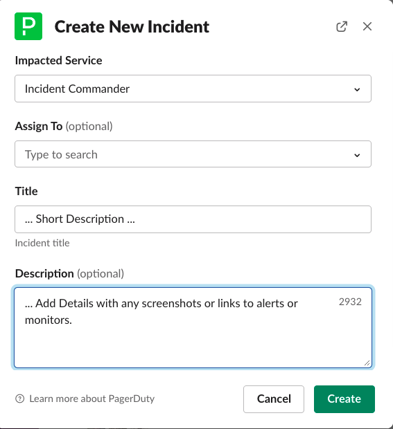 PagerDuty Trigger Screen
