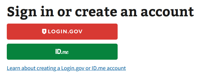 Screenshot of sign in options.
