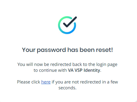Screenshot of the password reset success message.